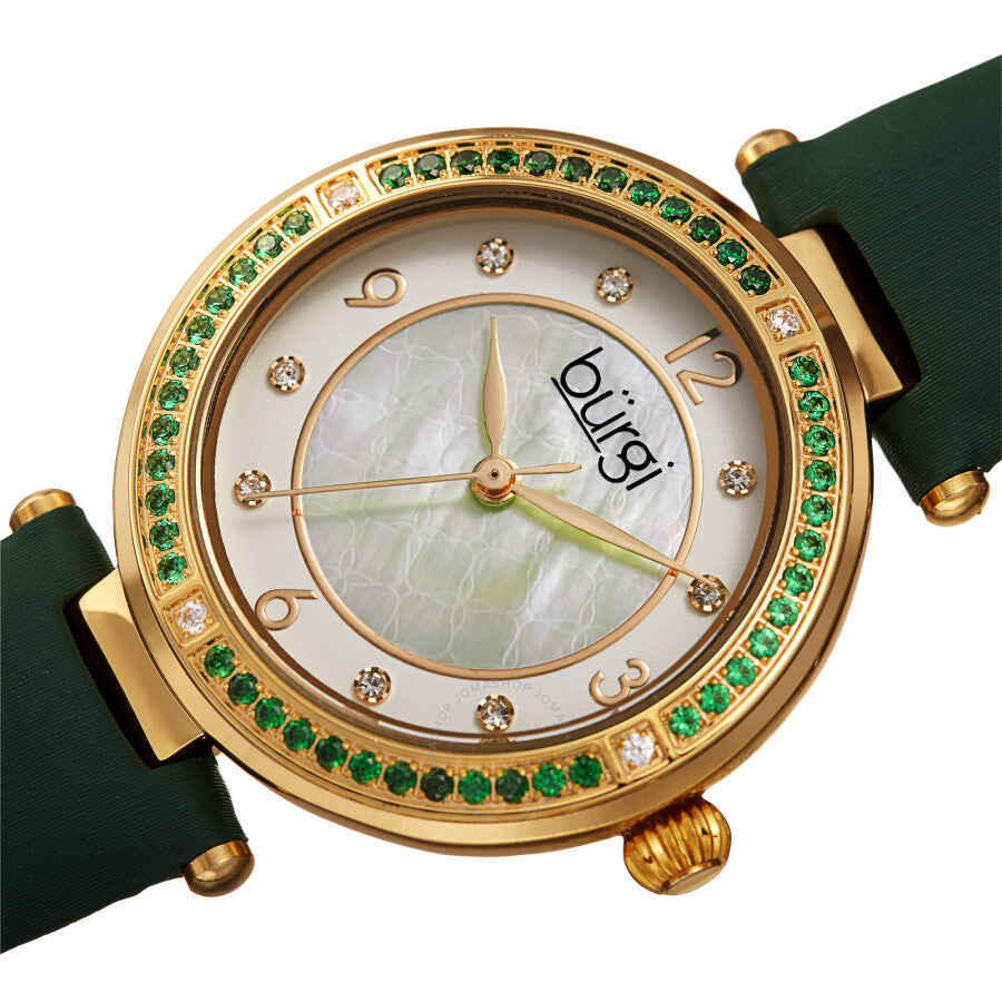 Burgi Quartz White Dial Green Leather Ladies Watch BUR251GN - Dawson Watches #2