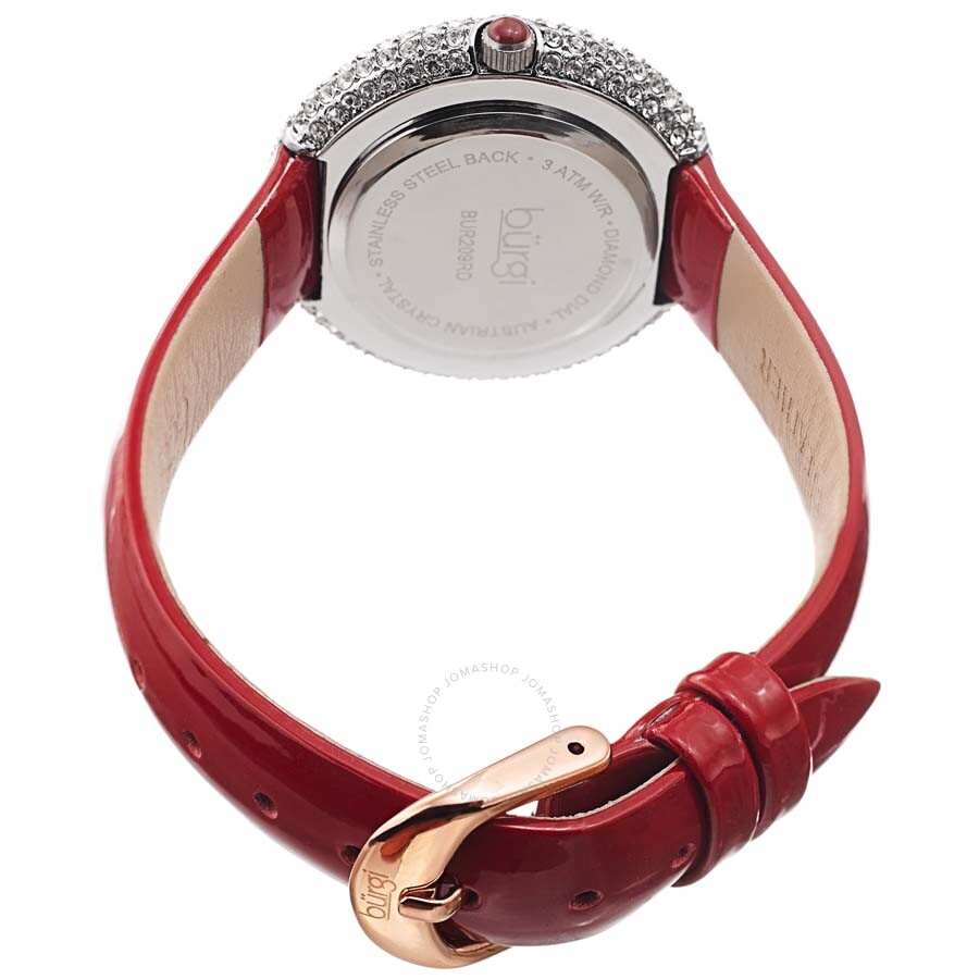 Burgi Swirl Diamond Red Dial Red Leather Ladies Watch BUR209RD - Dawson Watches #4