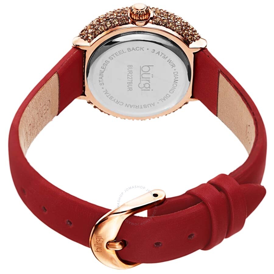 Burgi Diamond Red Dial Red Satin Ladies Watch BUR227BUR - Dawson Watches #4