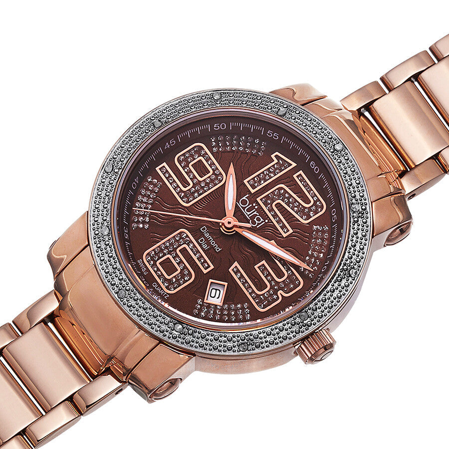 Burgi Rose Gold-tone Stainless Steel Diamond Bezel Ladies Watch BUR091RG - Dawson Watches #2