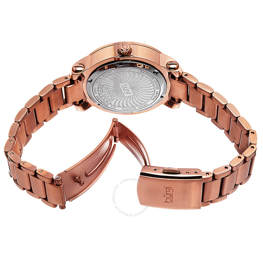 Burgi Rose Gold-tone Stainless Steel Diamond Bezel Ladies Watch BUR091RG - Dawson Watches #3