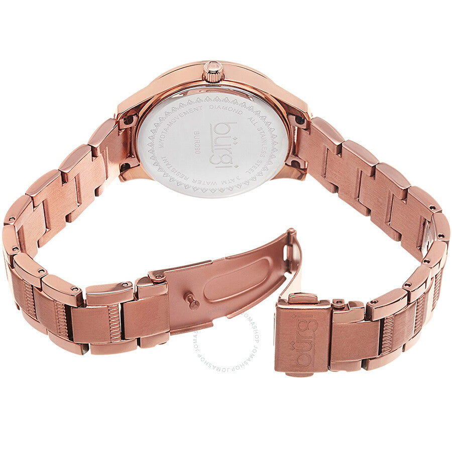 Burgi Rose Gold-Tone Stainless Steel Silver-Tone Diamond Dial Ladies Watch BUR090RG - Dawson Watches #3
