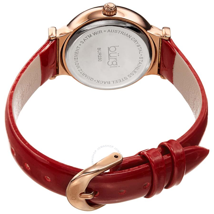 Burgi Silver Dial Red Leather Ladies Watch BUR230RD - Dawson Watches #4