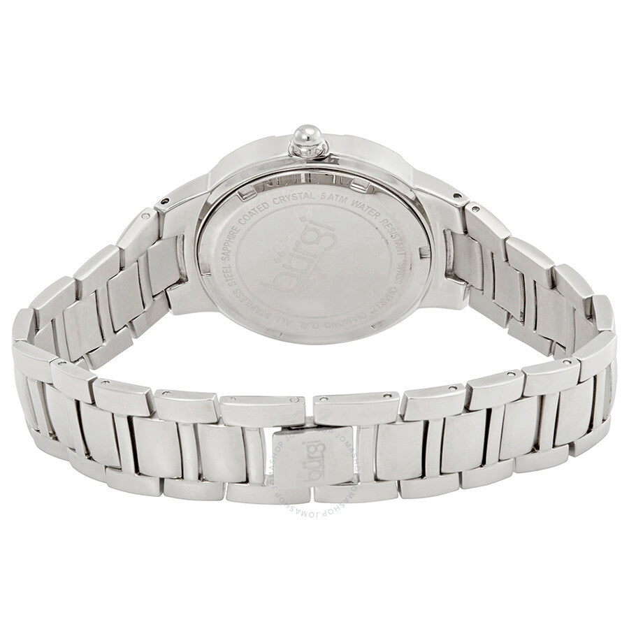 Burgi Silver-Tone Steel Pink Mother of Pearl Diamond Dial Ladies Watch BUR093PK - The Watches Men & Co #3