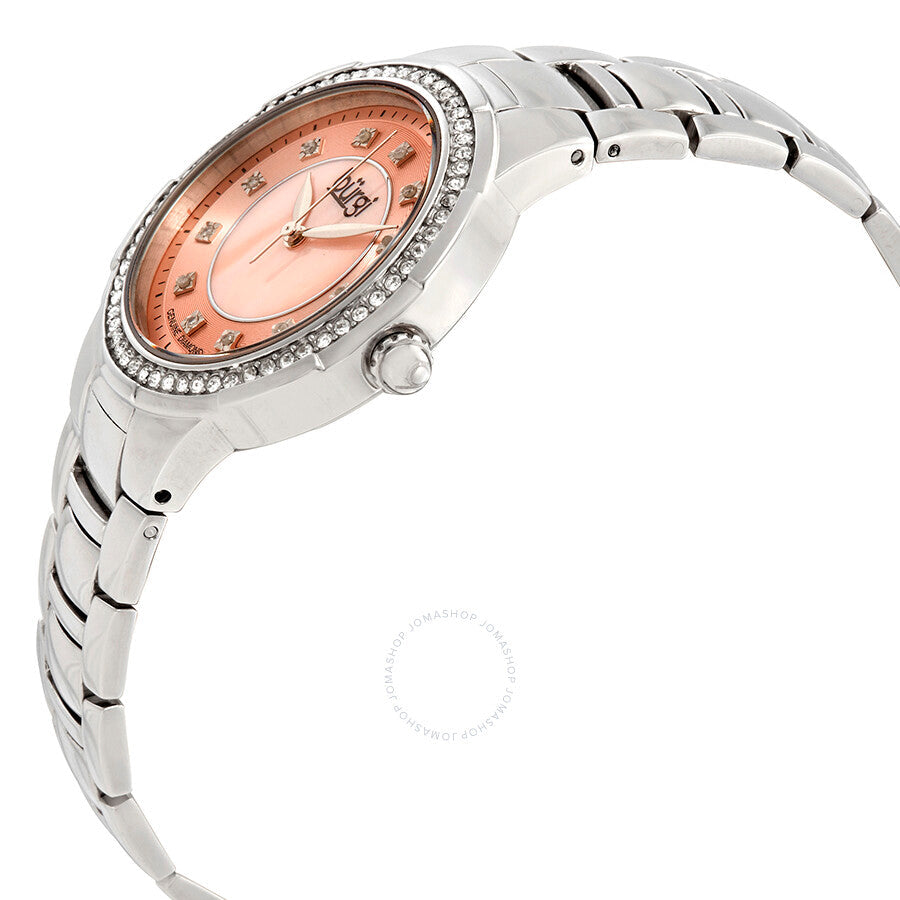 Burgi Silver-Tone Steel Pink Mother of Pearl Diamond Dial Ladies Watch BUR093PK - Dawson Watches #2