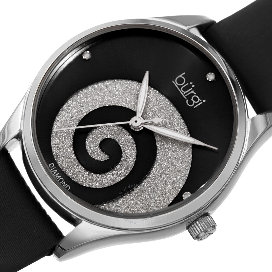 Burgi Swirl Quartz Diamond Black Dial Ladies Watch BUR201SSBK - Dawson Watches #2