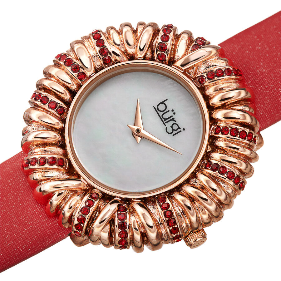 Burgi Twisted Bezel Quartz Crystal White Dial Ladies Watch BUR255RD - Dawson Watches #2