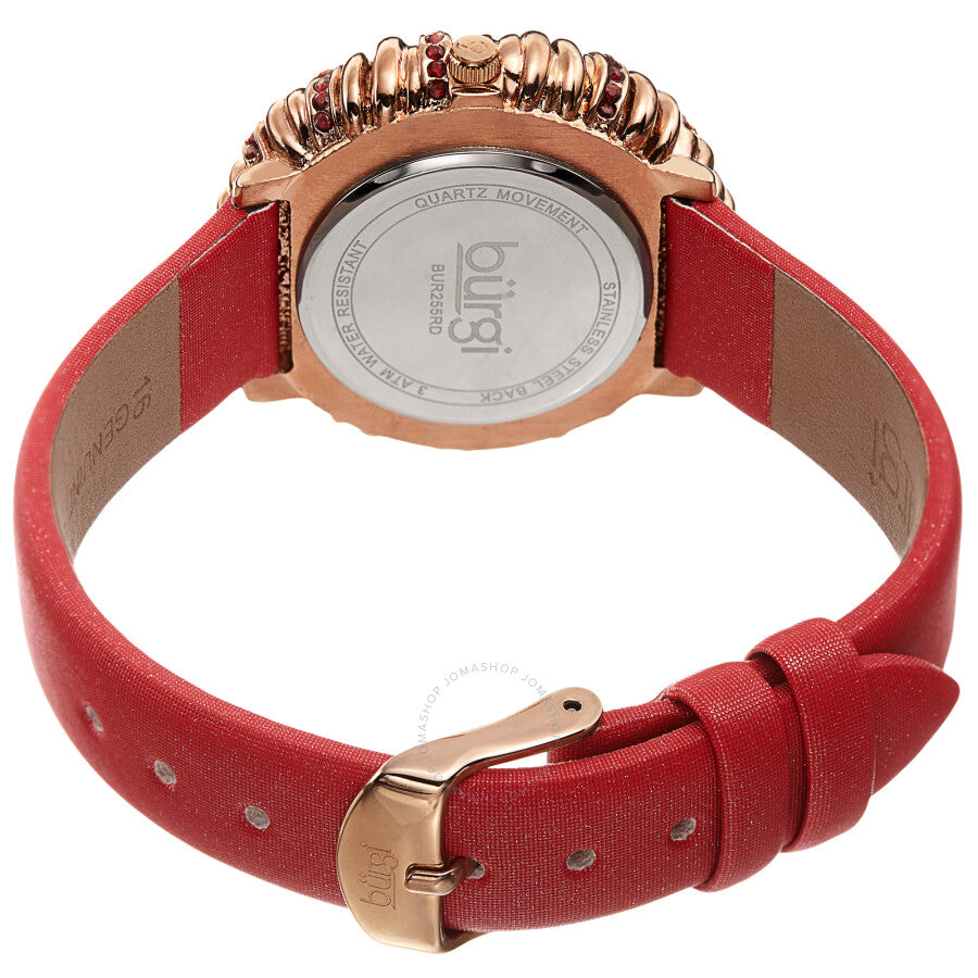 Burgi Twisted Bezel Quartz Crystal White Dial Ladies Watch BUR255RD - Dawson Watches #4