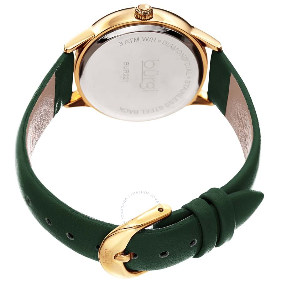 Burgi Diamond White Dial Green Leather Ladies Watch BUR221GN - Dawson Watches #4