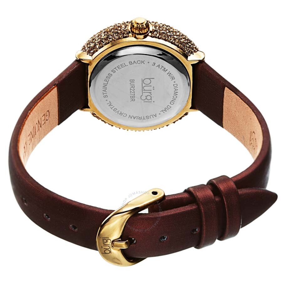 Burgi Diamond White Dial Brown Satin Ladies Watch BUR227BR - Dawson Watches #4