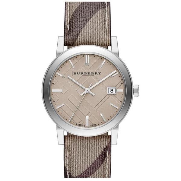 Burberry Brown Dial Brown Chequered Leather Strap Watch For Unisex Unisex Watch BU9029 - Kiwi Watches