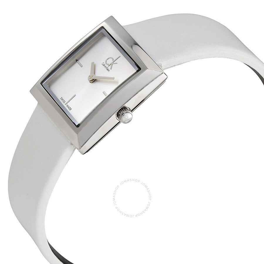 Calvin Klein Mark Silver Dial White Leather Ladies Watch K3R231L6 - Dawson Watches #2