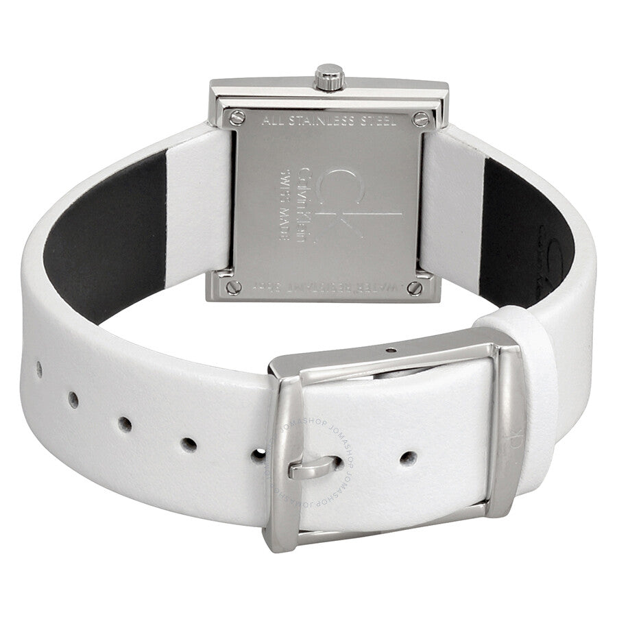 Calvin Klein Mark Silver Dial White Leather Ladies Watch K3R231L6 - Dawson Watches #3