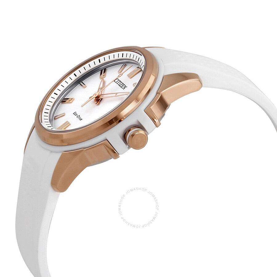 Citizen AR Eco-Drive Silver Dial Ladies White Silicone Watch FE6136-01A - Dawson Watches #2