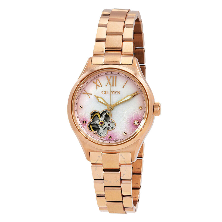 Citizen Automatic Crystal White Dial Ladies Watch PC1017-70Y - The Watches Men & Co
