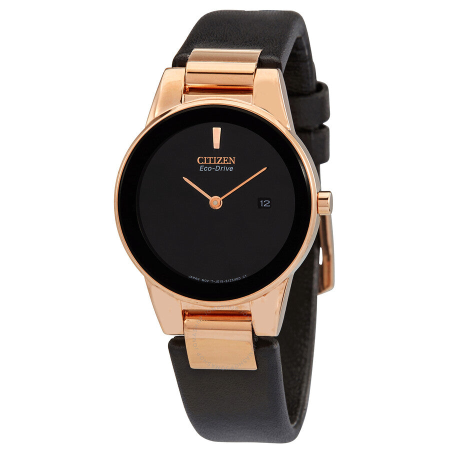 Citizen Axiom Black Dial Black Leather Ladies Watch GA1058-16E - Dawson Watches