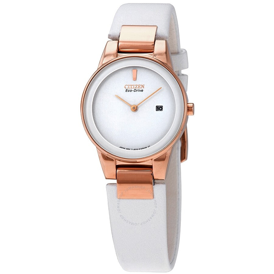 Citizen Axiom White Dial White Leather Ladies Watch GA1053-01A - Dawson Watches