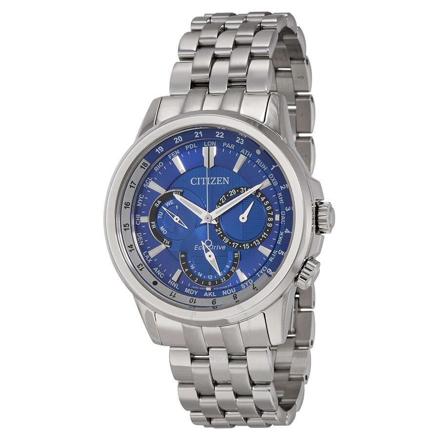 Citizen Calendrier Eco-Drive World Time Dark Blue Dial Men's Watch BU2021-51L - The Watches Men & Co