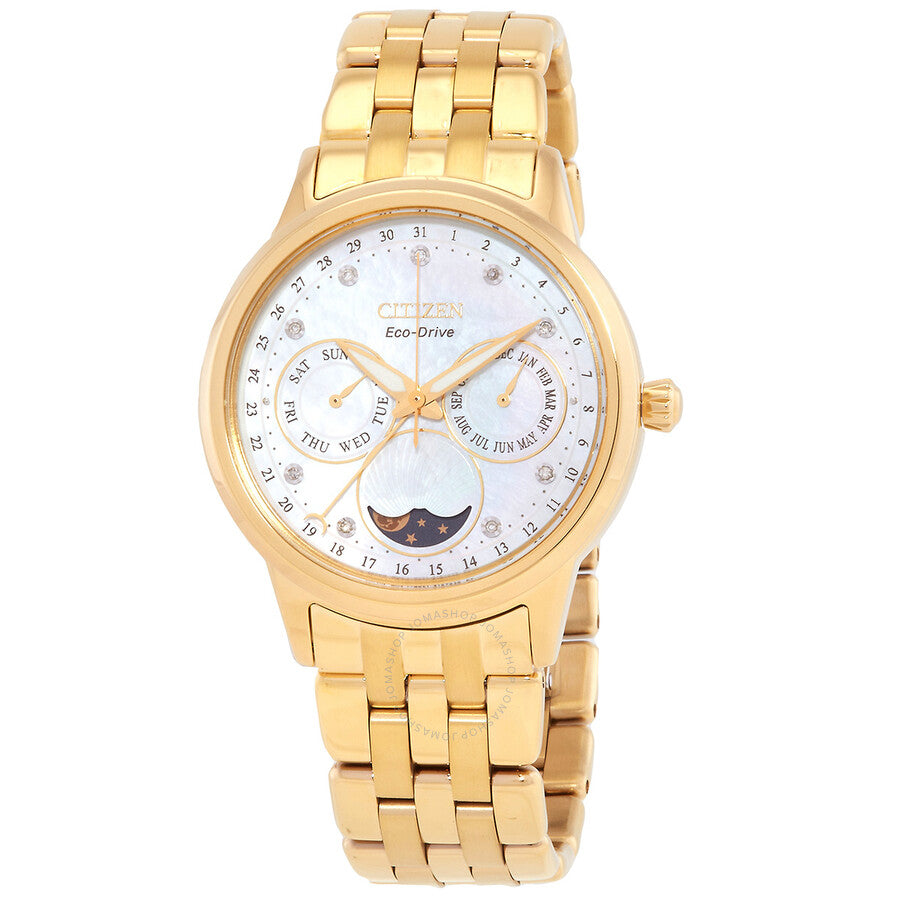Citizen Calendrier Moon Phase Diamond White Mother of Pearl Dial Ladies Watch FD0002-57D - Dawson Watches