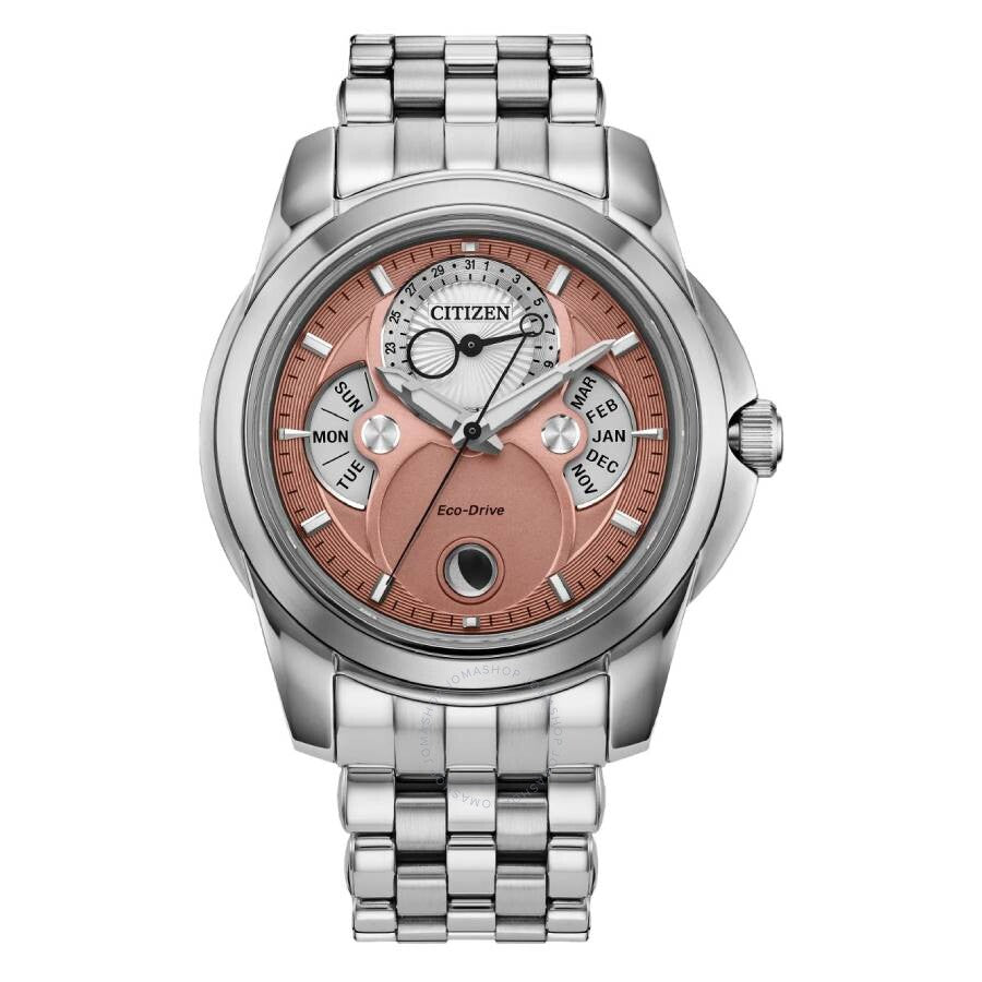 Citizen Calendrier Moon Phase Eco-Drive Salmon Dial Watch BU0080-52X - The Watches Men & Co