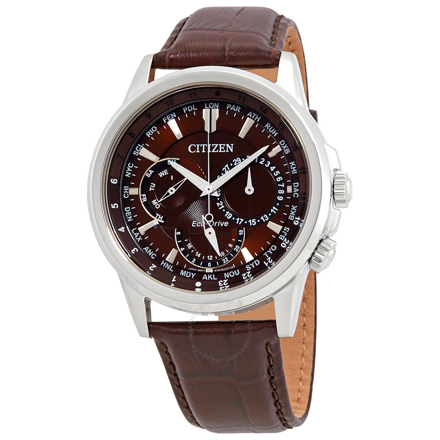 Citizen Calendrier World Time Eco-Drive Brown Dial Men's Watch BU2020-29X - Dawson Watches
