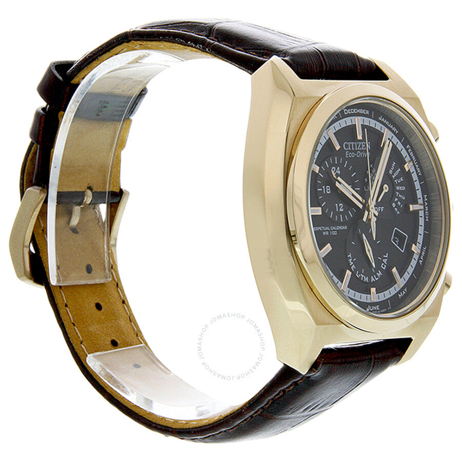 Citizen Calibre 8700 Eco-Drive Black Dial Rose Gold-Tone Steel Brown Leather Strap Men's Watch BL8123-03E - Dawson Watches #5