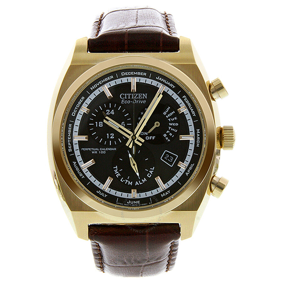 Citizen Calibre 8700 Eco-Drive Black Dial Rose Gold-Tone Steel Brown Leather Strap Men's Watch BL8123-03E#BL8123-03E - Dawson Watches #6