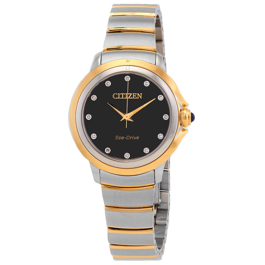 Citizen Ceci Diamond Black Dial Two-Tone Ladies Watch EM0954-50E - Dawson Watches