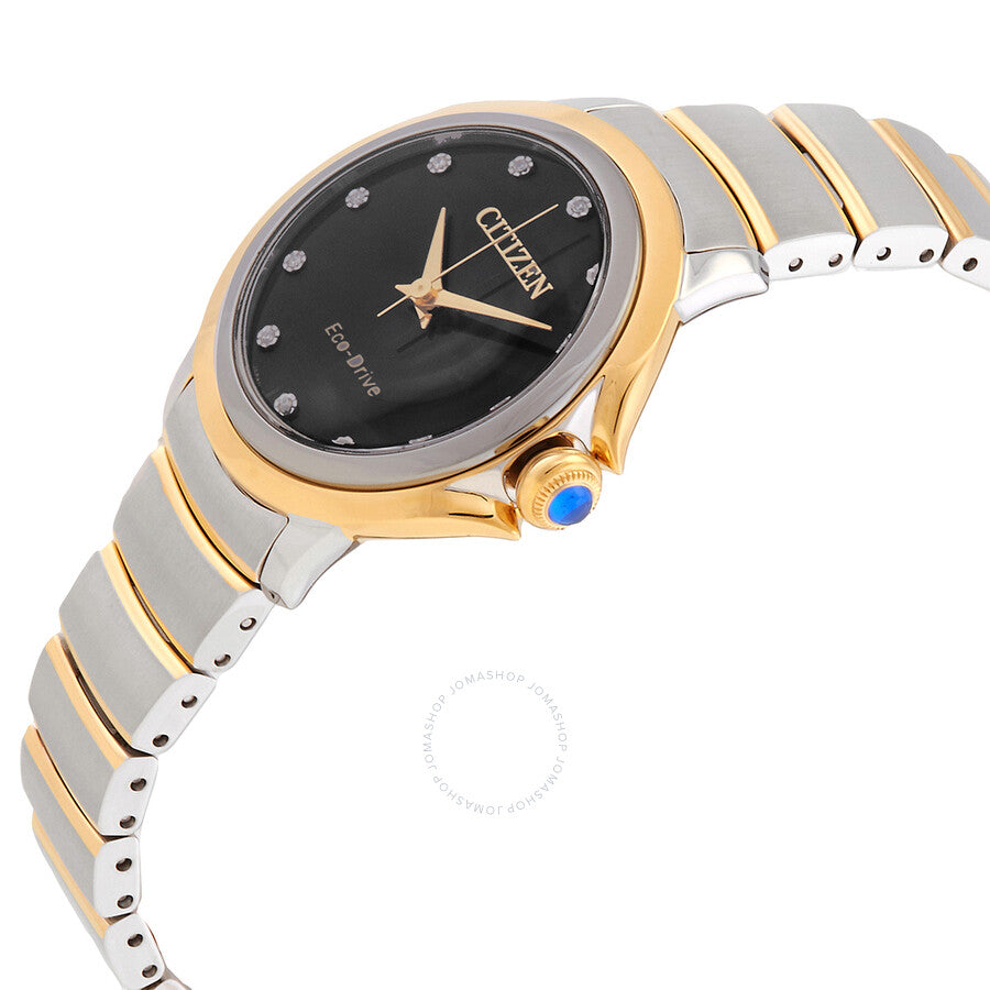 Citizen Ceci Diamond Black Dial Two-Tone Ladies Watch EM0954-50E - Dawson Watches #2