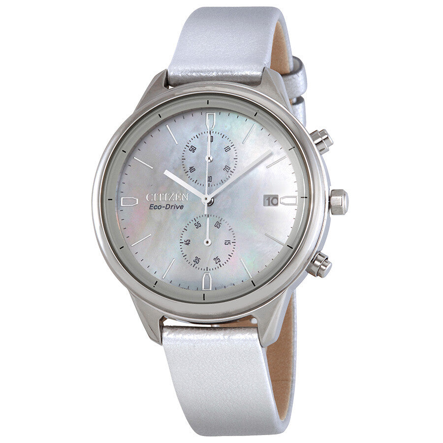 Citizen Chandler Chronograph White Mother of Pearl Dial Ladies Watch FB2000-03D - Dawson Watches