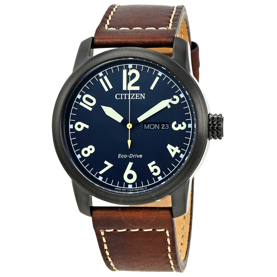 Citizen Chandler Eco-Drive Dark Blue Dial Brown Leather  Men's Watch BM8478-01L - Dawson Watches