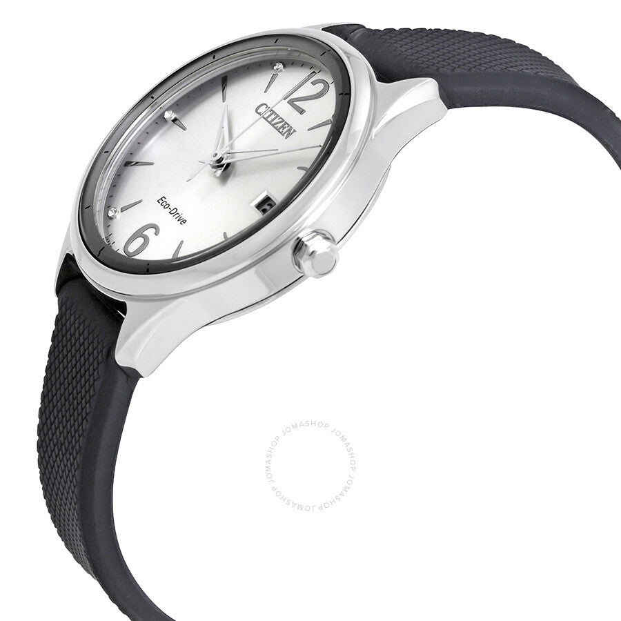 Citizen Chandler Silver Dial Black Silicone Ladies Watch FE6100-16A - Dawson Watches #2