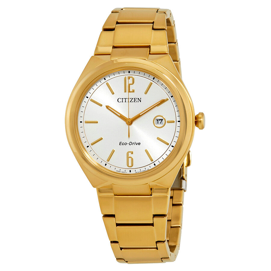 Citizen Chandler Eco-Drive Silver Dial Yellow Gold-plated Men's Watch AW1372-81A - Dawson Watches