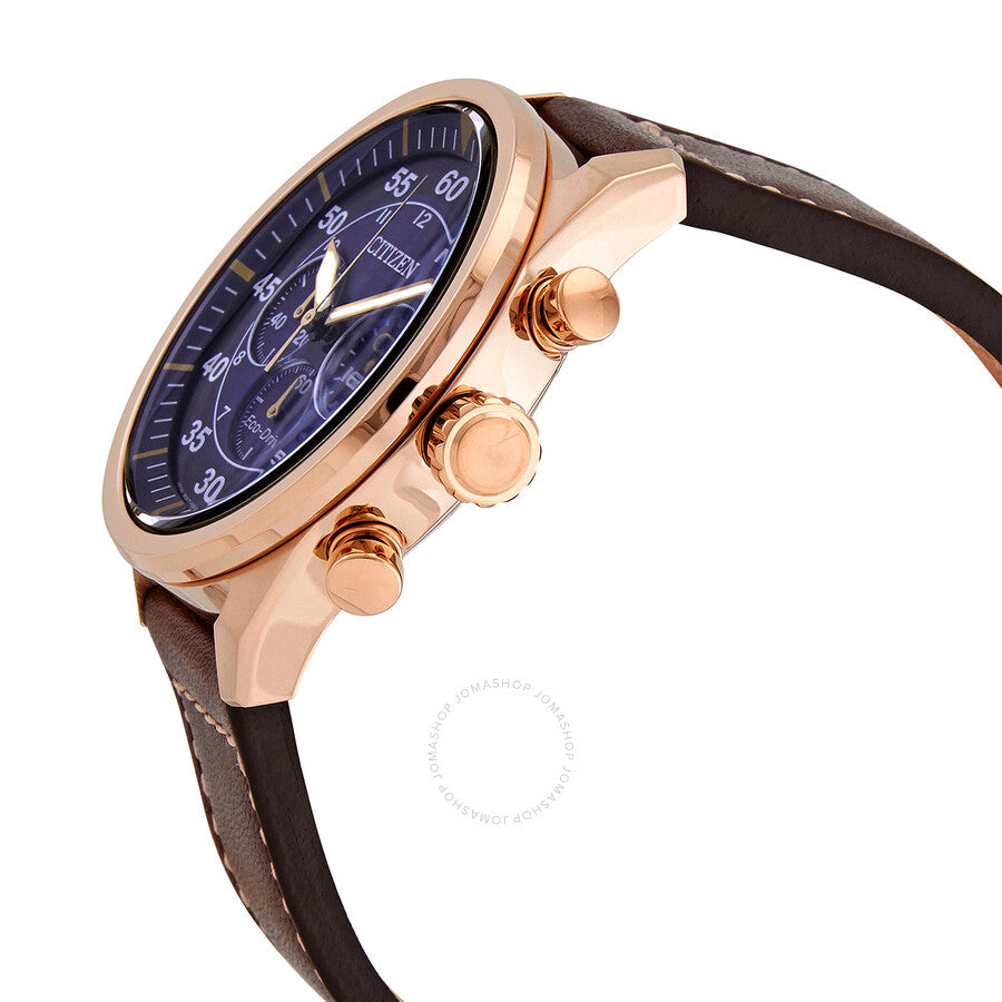 Citizen Chronograph Blue Dial Brown Leather Men's Watch CA4213-26L - Dawson Watches #2