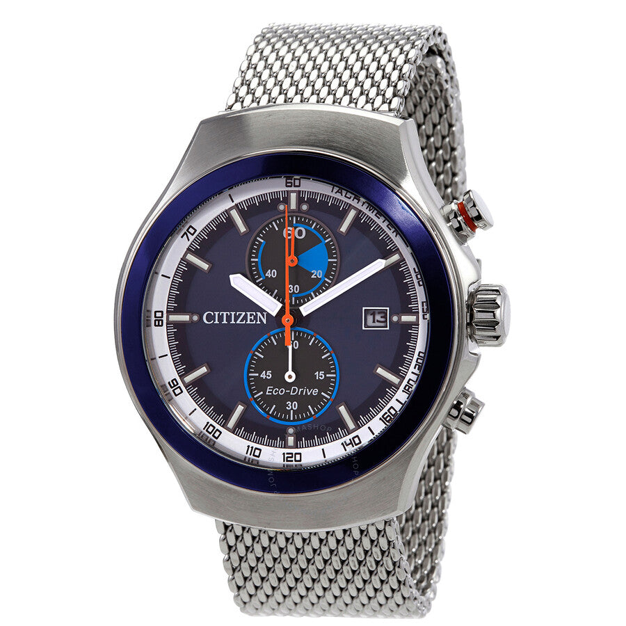 Citizen Chronograph Blue Dial Stainless Steel Mesh Men's Watch CA7011-83L - Dawson Watches