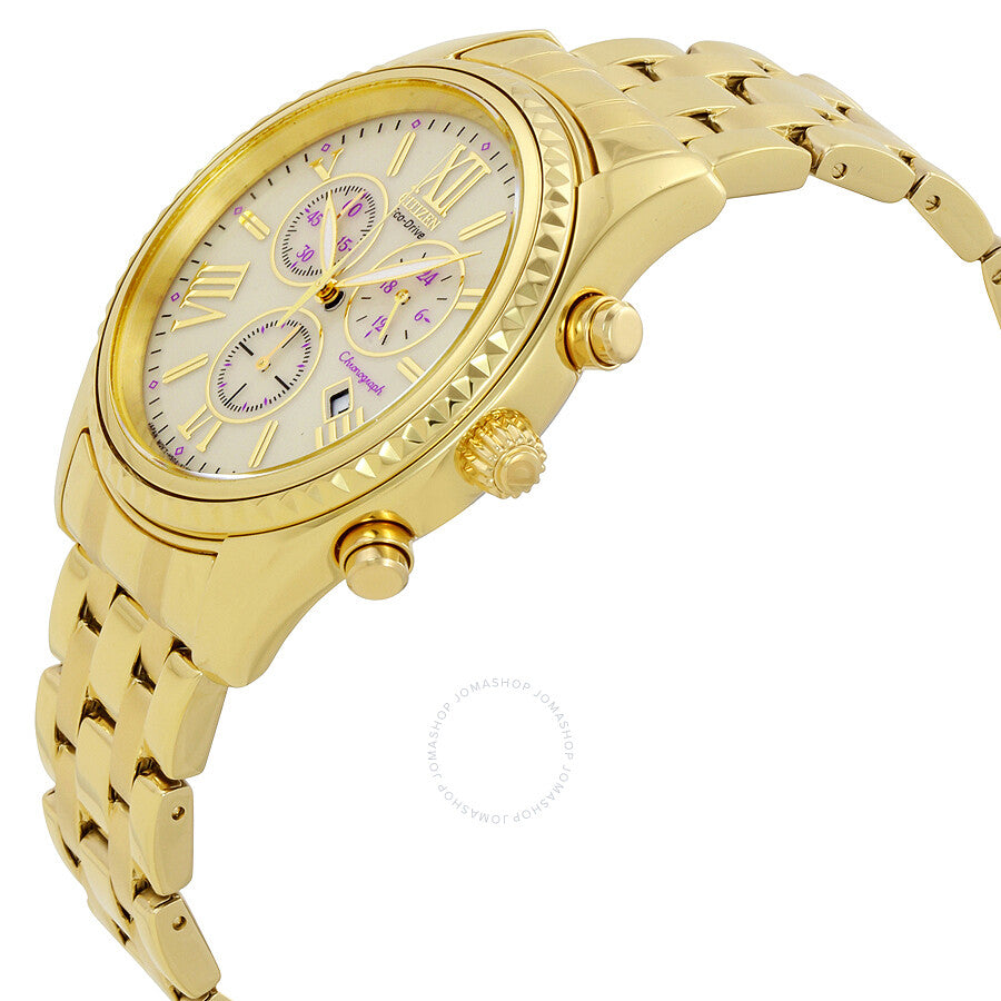 Citizen Chronograph Champagne Dial Gold-Tone Stainless Steel Ladies Watch FB1362-59P - Dawson Watches #2