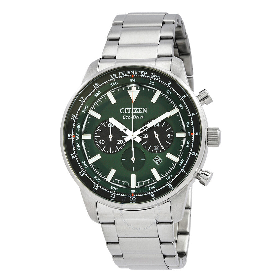 Citizen Chronograph Eco-Drive Green Dial Men's Watch CA4500-91X - The Watches Men & Co