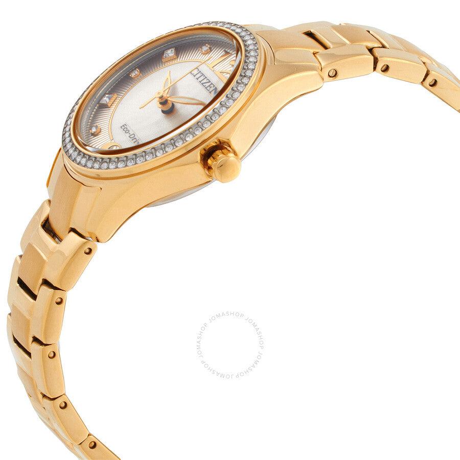 Citizen Crystal Eco-Drive Champagne Dial Ladies Watch FE1147-79P - Dawson Watches #2
