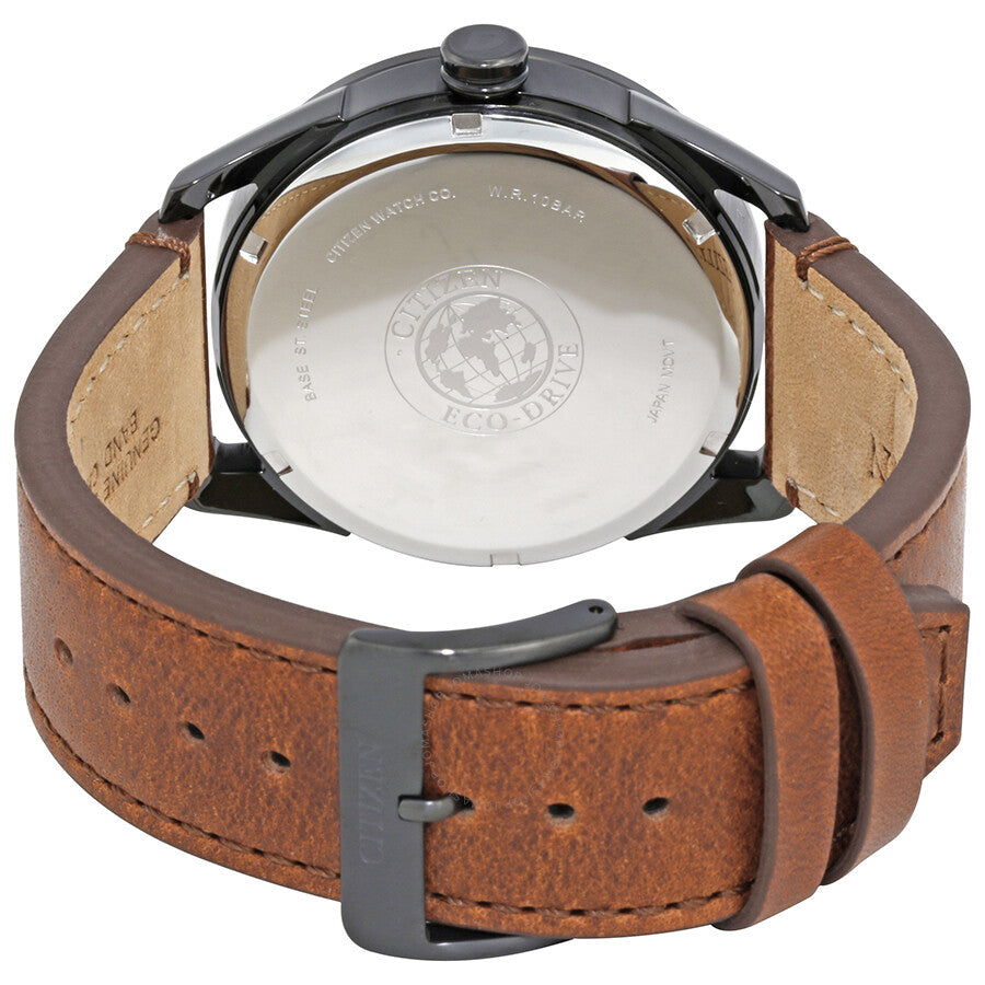 Citizen CTO Eco-Drive Black Dial Brown Leather Men's Watch BU4025-08E - Dawson Watches #3
