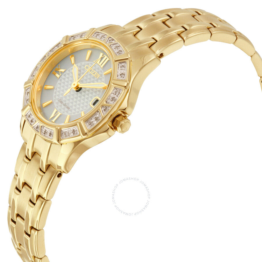 Citizen Diamond Silver Dial Yellow Gold-tone Ladies Watch EW2362-55A - Dawson Watches #2
