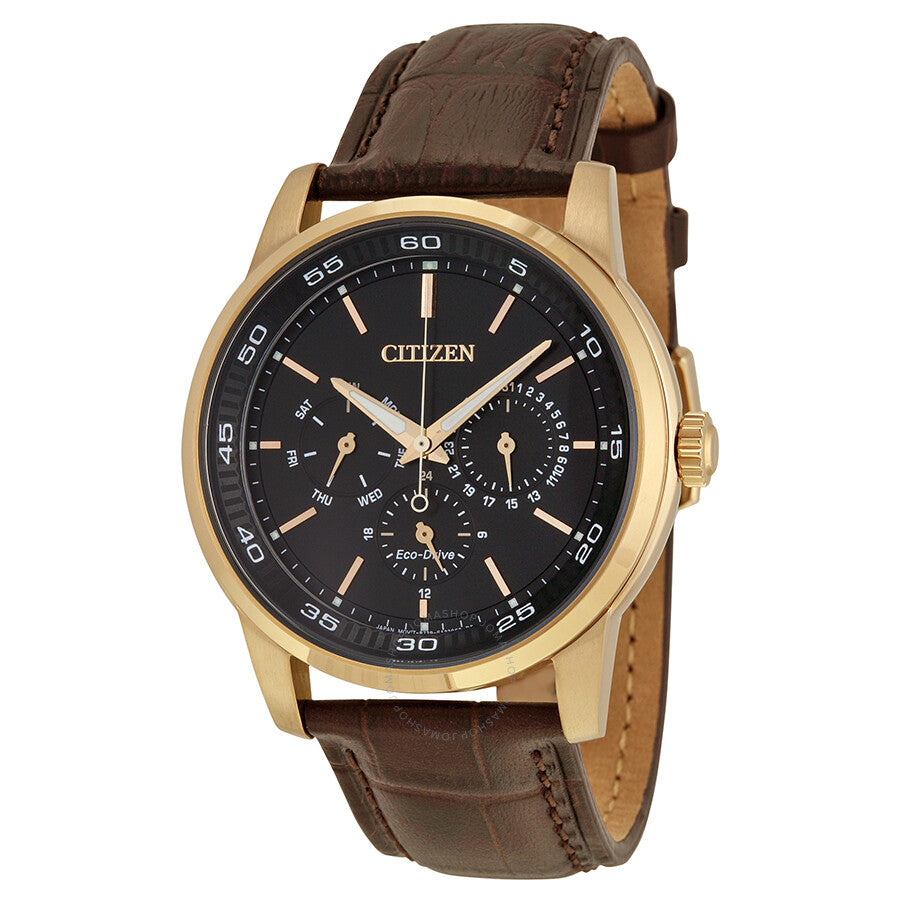 Citizen Dress Eco-Drive Black Dial Brown Leather Men's Watch BU2013-08E - Dawson Watches