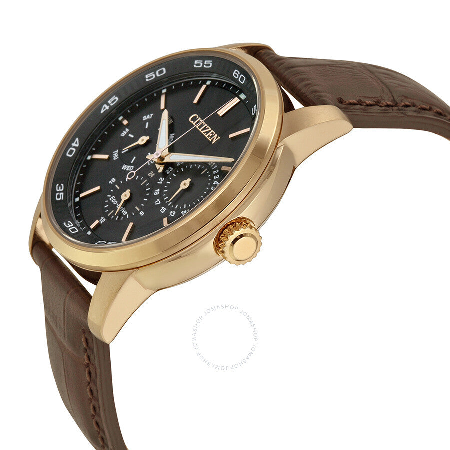 Citizen Dress Eco-Drive Black Dial Brown Leather Men's Watch BU2013-08E - Dawson Watches #2