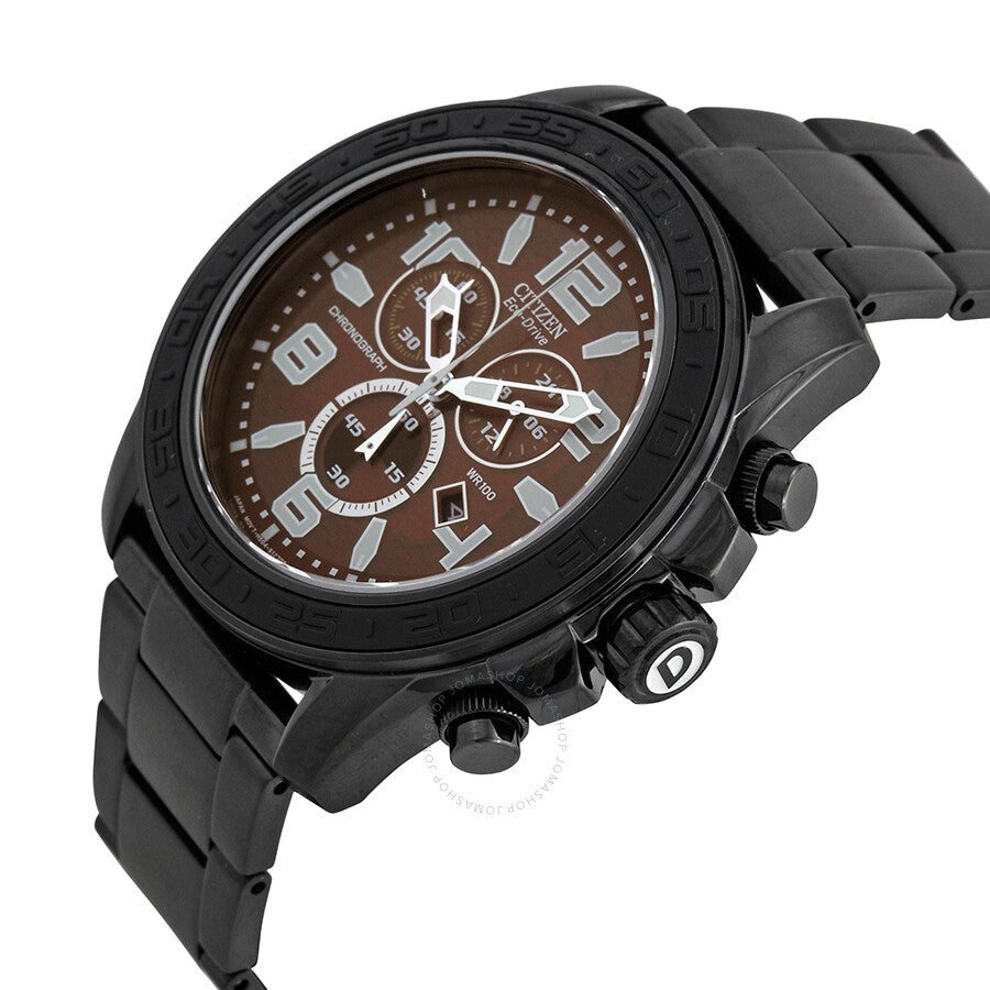 Citizen Drive Brown Dial Chronograph Black IP Stainless Steel Men's Watch AT2275-56X - Dawson Watches #2