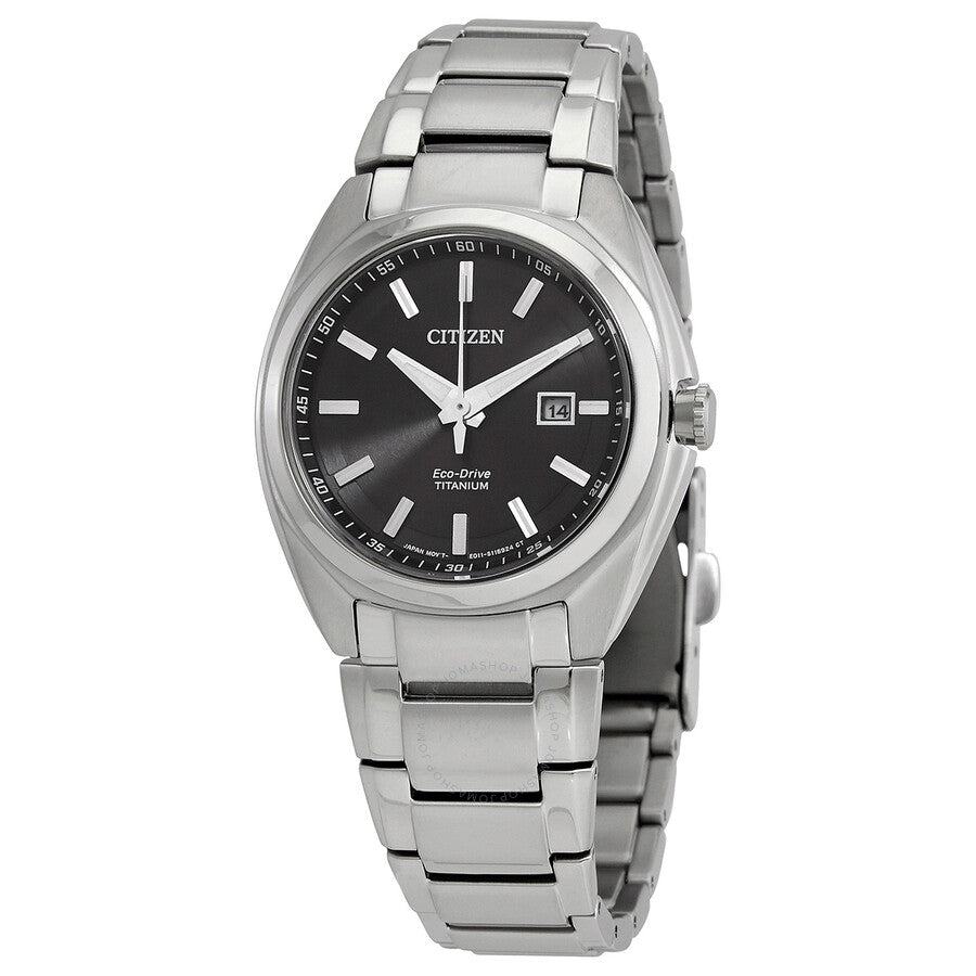 Citizen Eco Drive Black Dial Titanium Ladies Watch EW2210-53E - Dawson Watches