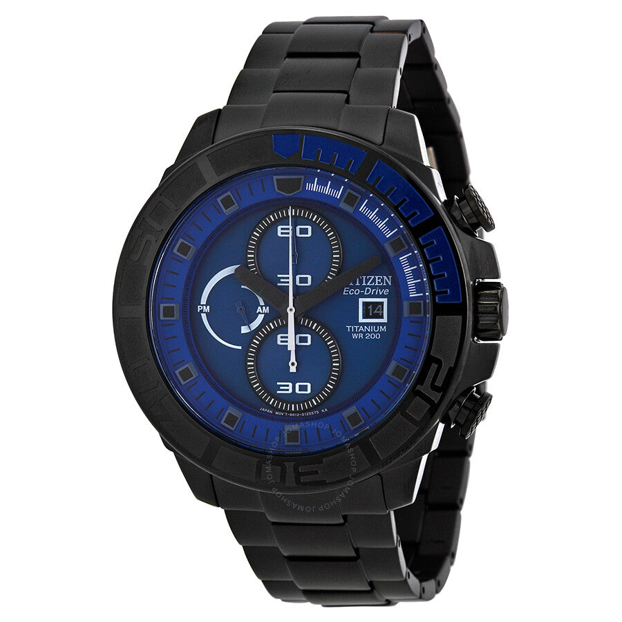 Citizen Eco Drive Blue Dial Black Titanium Men's Watch CA0525-50L - Dawson Watches