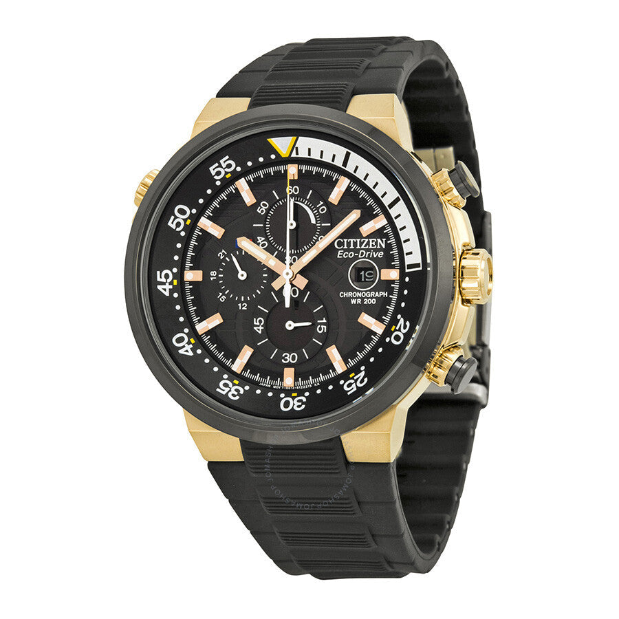 Citizen Eco Drive Endeavor Black Dial Black Polyurethane Strap Men's Watch CA0448-08E - Dawson Watches