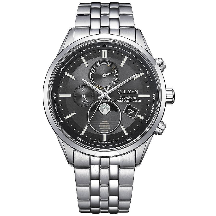 Citizen Eco-Drive Radio-Controlled Moon Phase Black Dial Men's Watch BY1030-50E - The Watches Men & Co