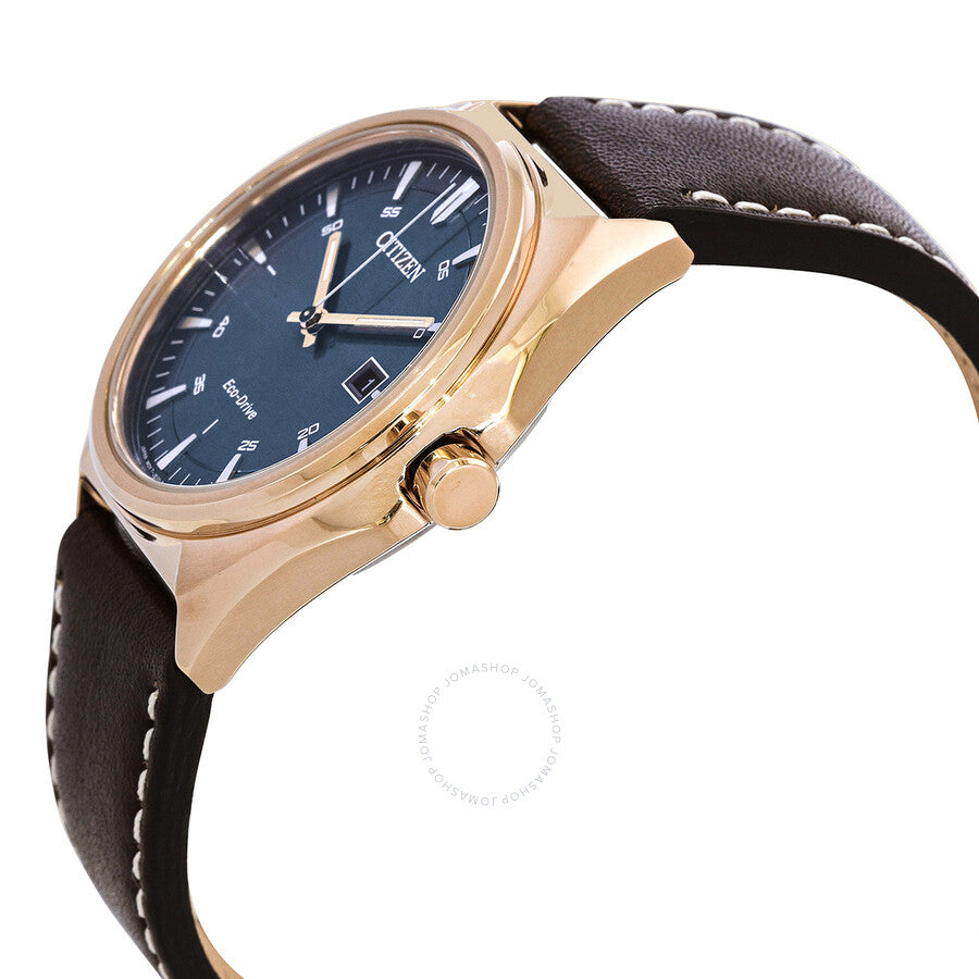 Citizen Eco-Drive Blue Dial Brown Leather Men's Watch AW1573-11L - Dawson Watches #2