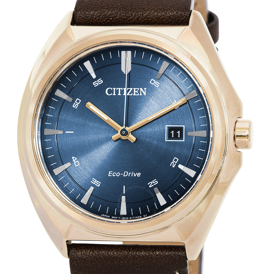 Citizen Eco-Drive Blue Dial Brown Leather Men's Watch AW1573-11L - Dawson Watches #4