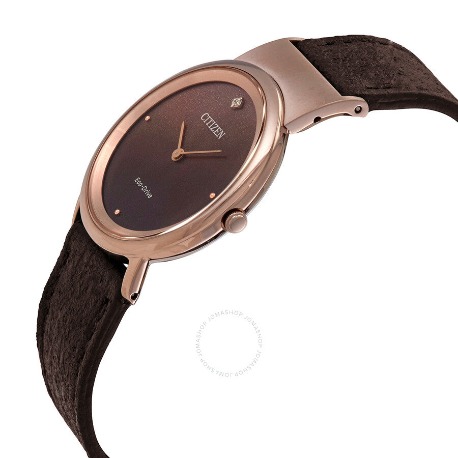 Citizen Eco-Drive Brown Dial Ladies Watch EG7072-19X - Dawson Watches #2